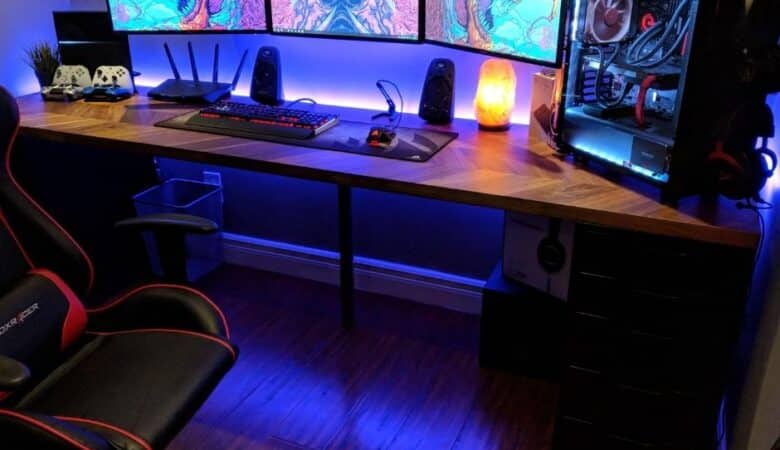 Triple Monitor Gaming Desk