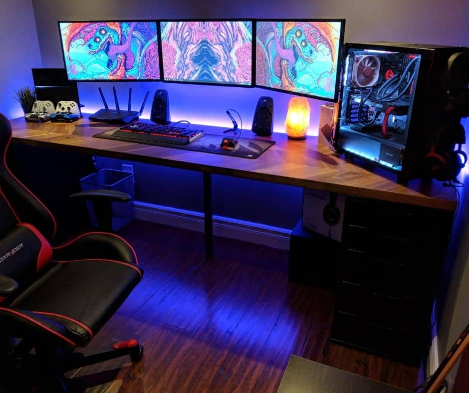 Triple Monitor Gaming Desk